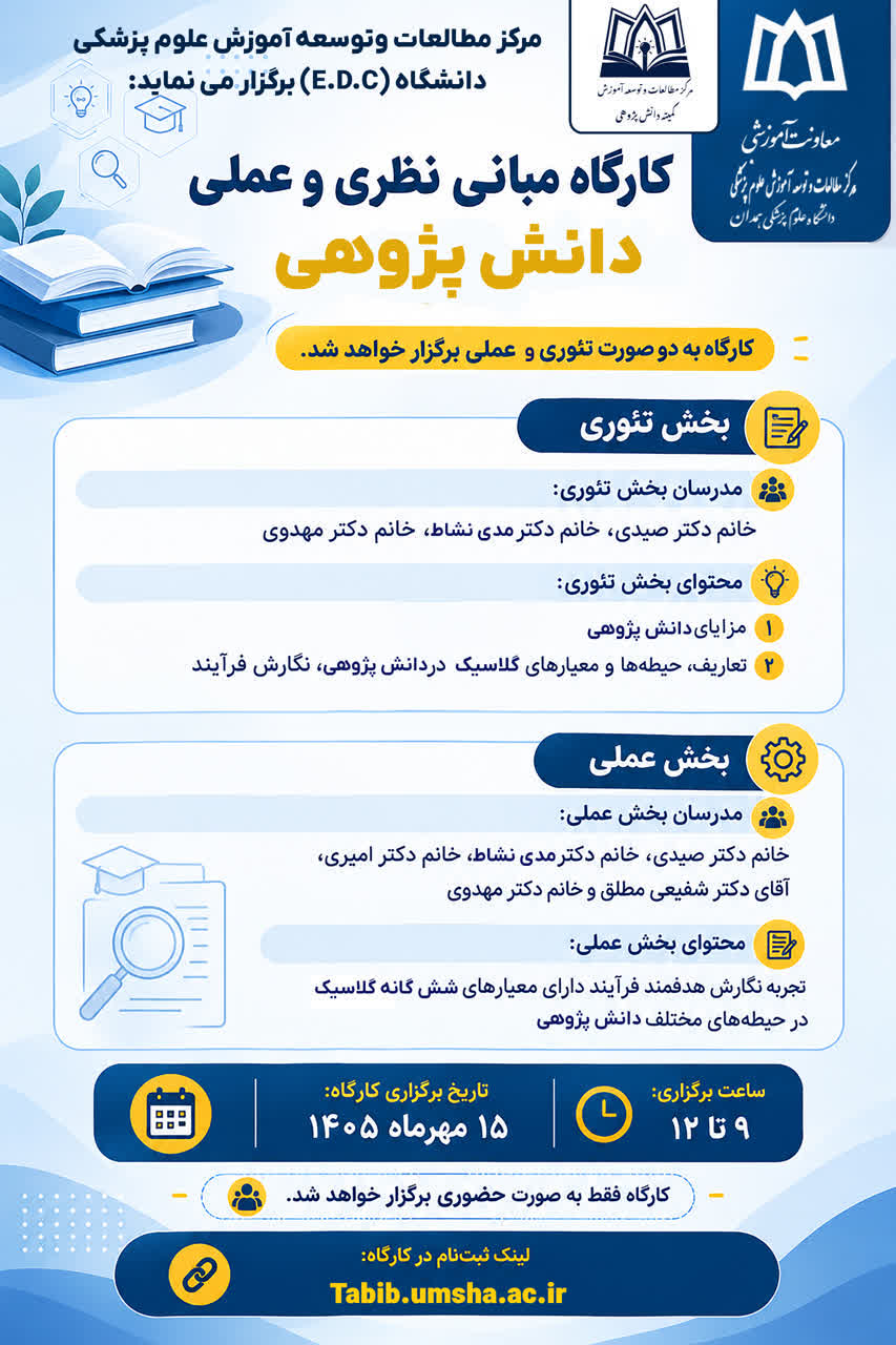 برگزاری کارگاه آموزشی «مبانی نظری و عملی دانش‌پژوهی»